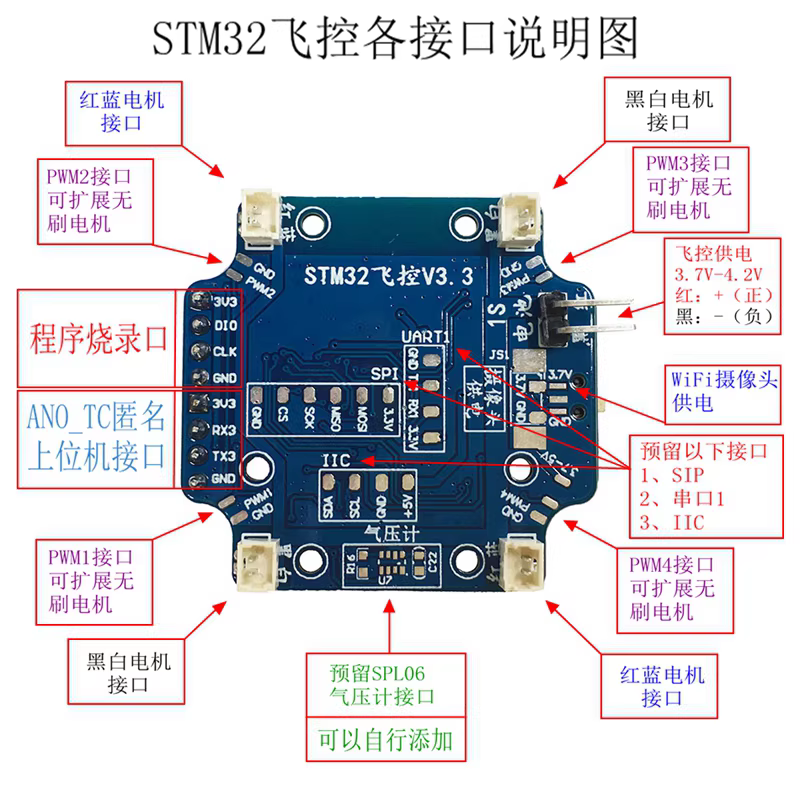 STM32内核 单片机四轴 四轴开源开发板 820电机套件 DI
